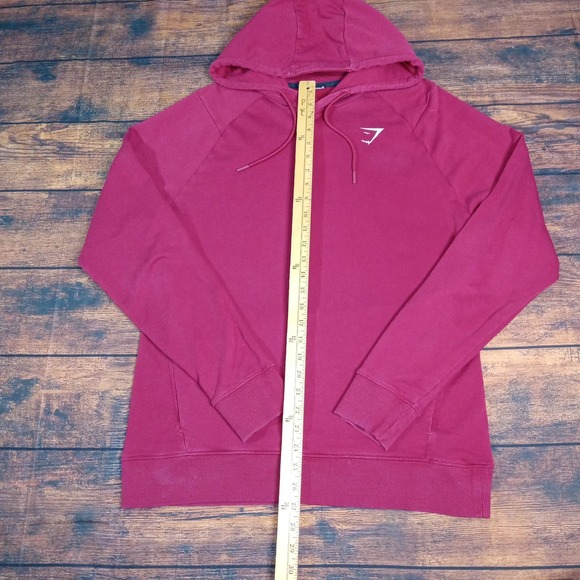 Gymshark Long Sleeve Pullover Hoodie Men's Medium Maroon - Picture 5 of 6